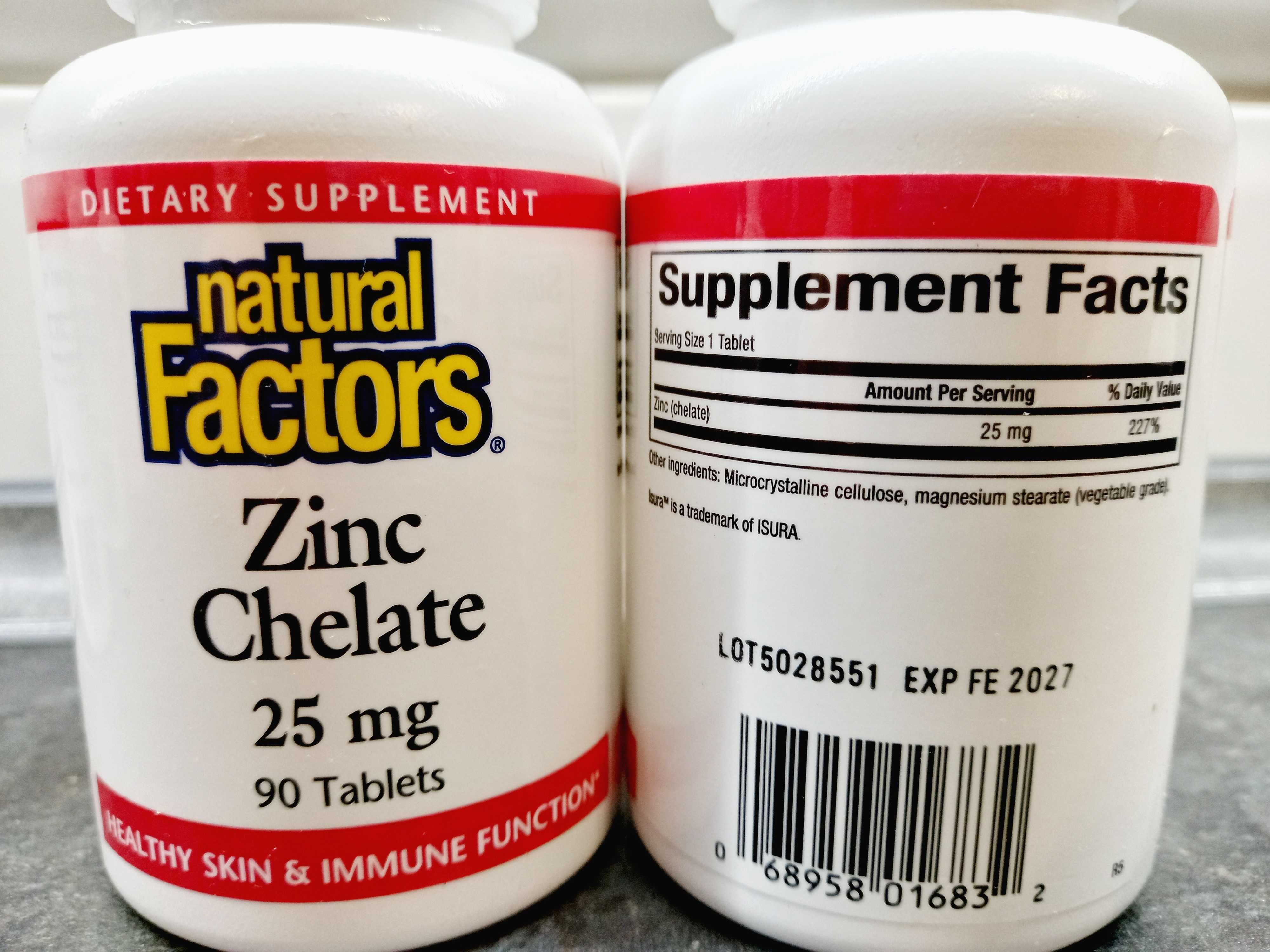 Natural Factors, Zinc Chelate 25 мг (90 таб.), цинк хелат