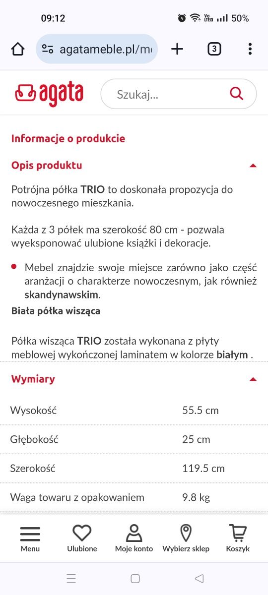 Półka wisząca Trio