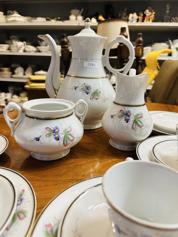 Antyk serwis porcelanowy KPM stary kwiaty zestaw kawa herbata 1283