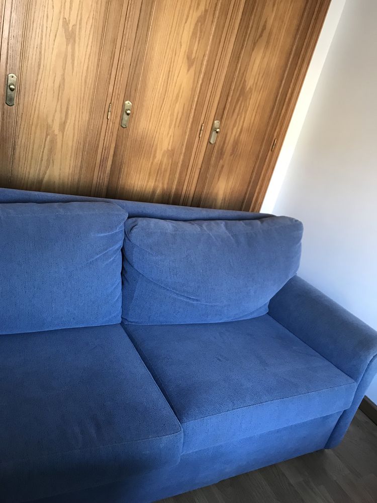 Sofá Azul Tecido Lavável
