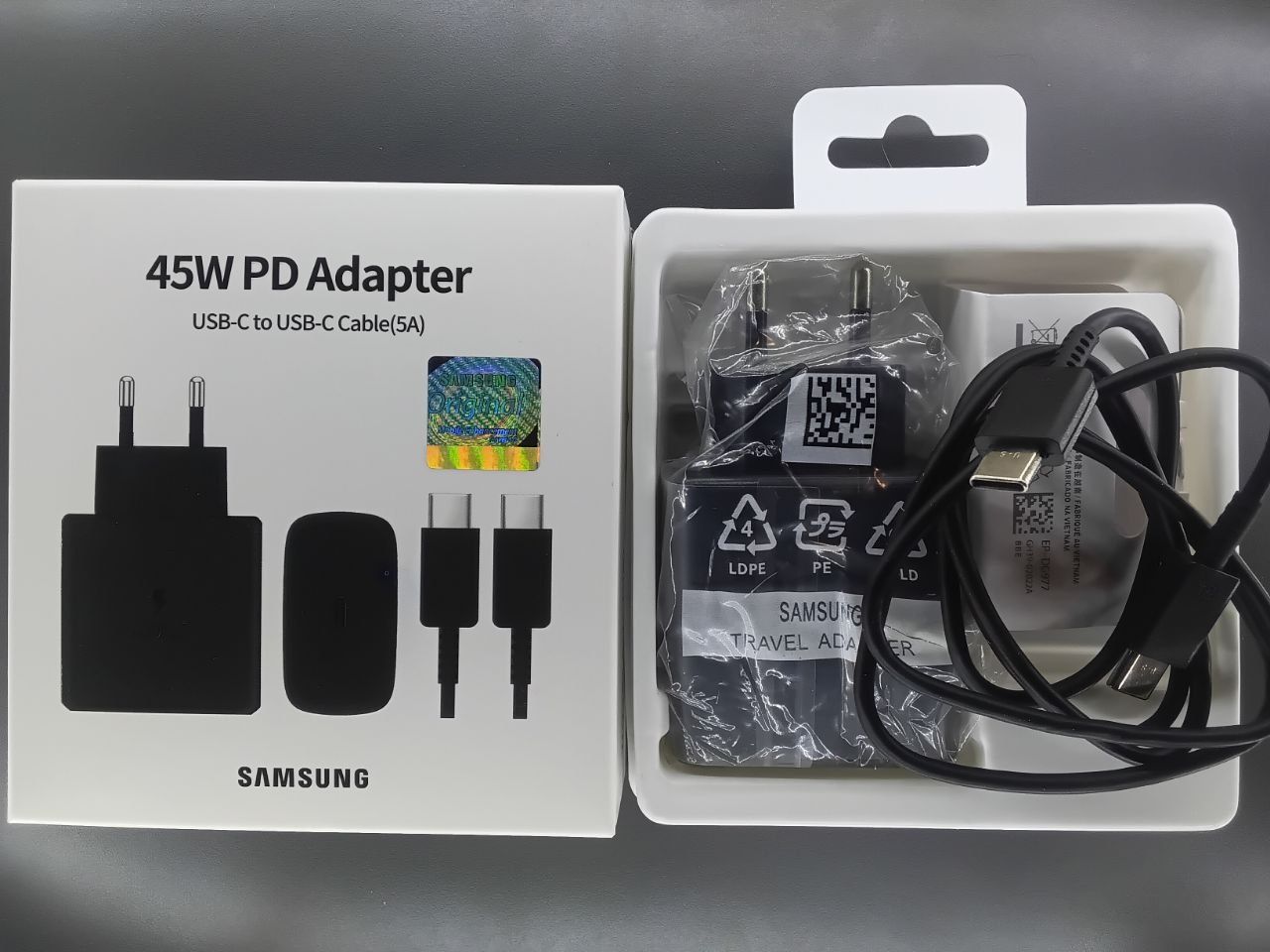Samsung Power Adapter 45 w + Cable Fast Charge, original