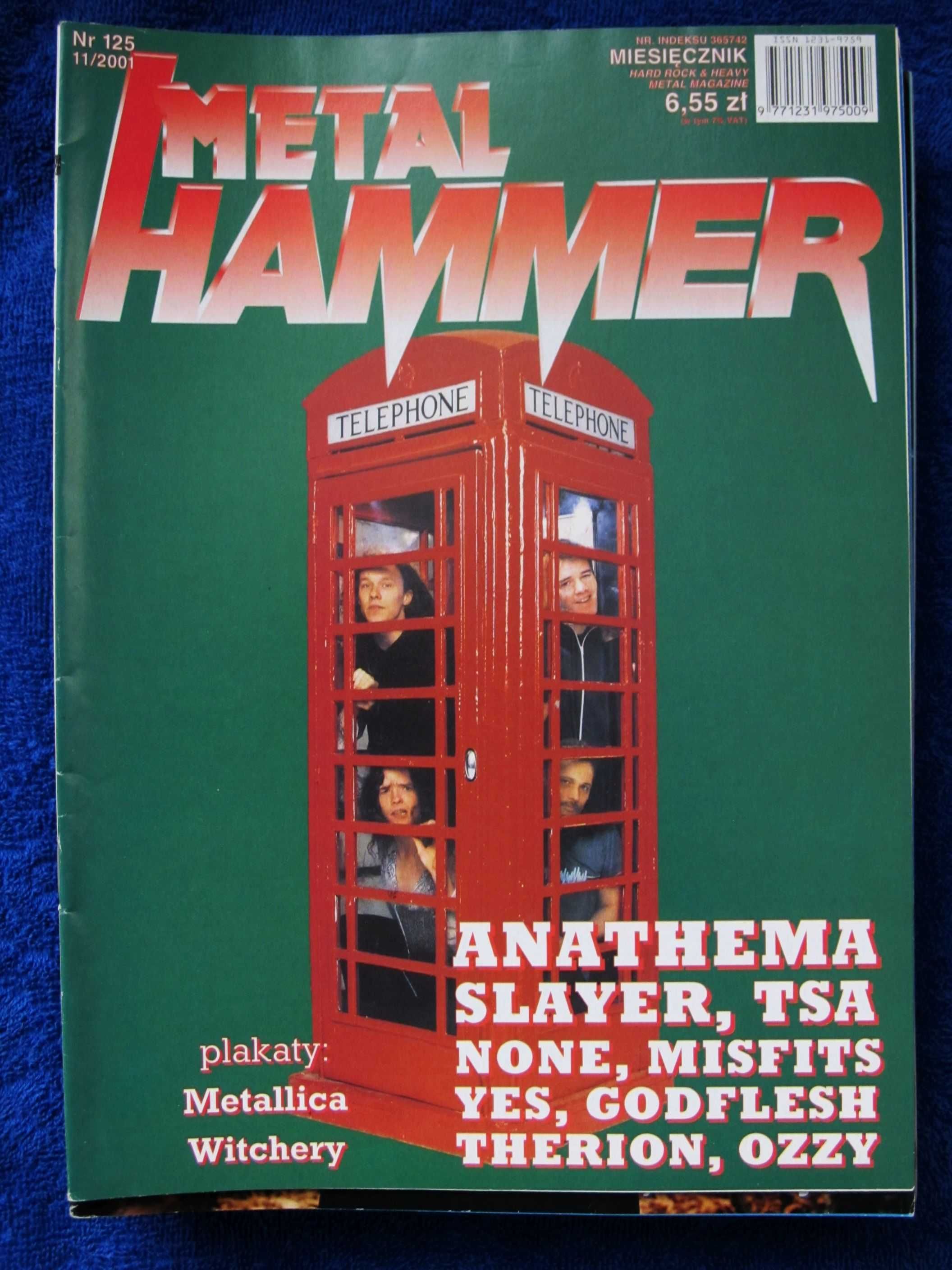 Metal Hammer 11/2001 Anathema,plakaty: Metallica,Witchery
