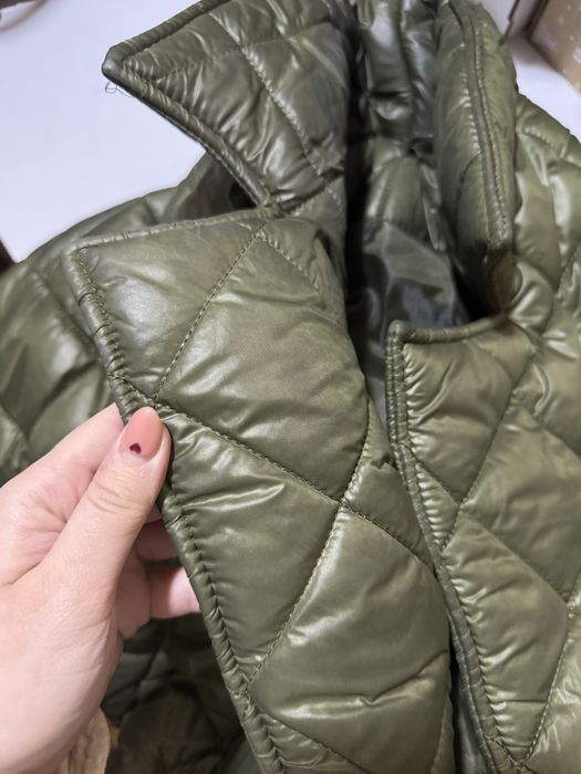 Пальто на запах. Стьобане пальто хакі