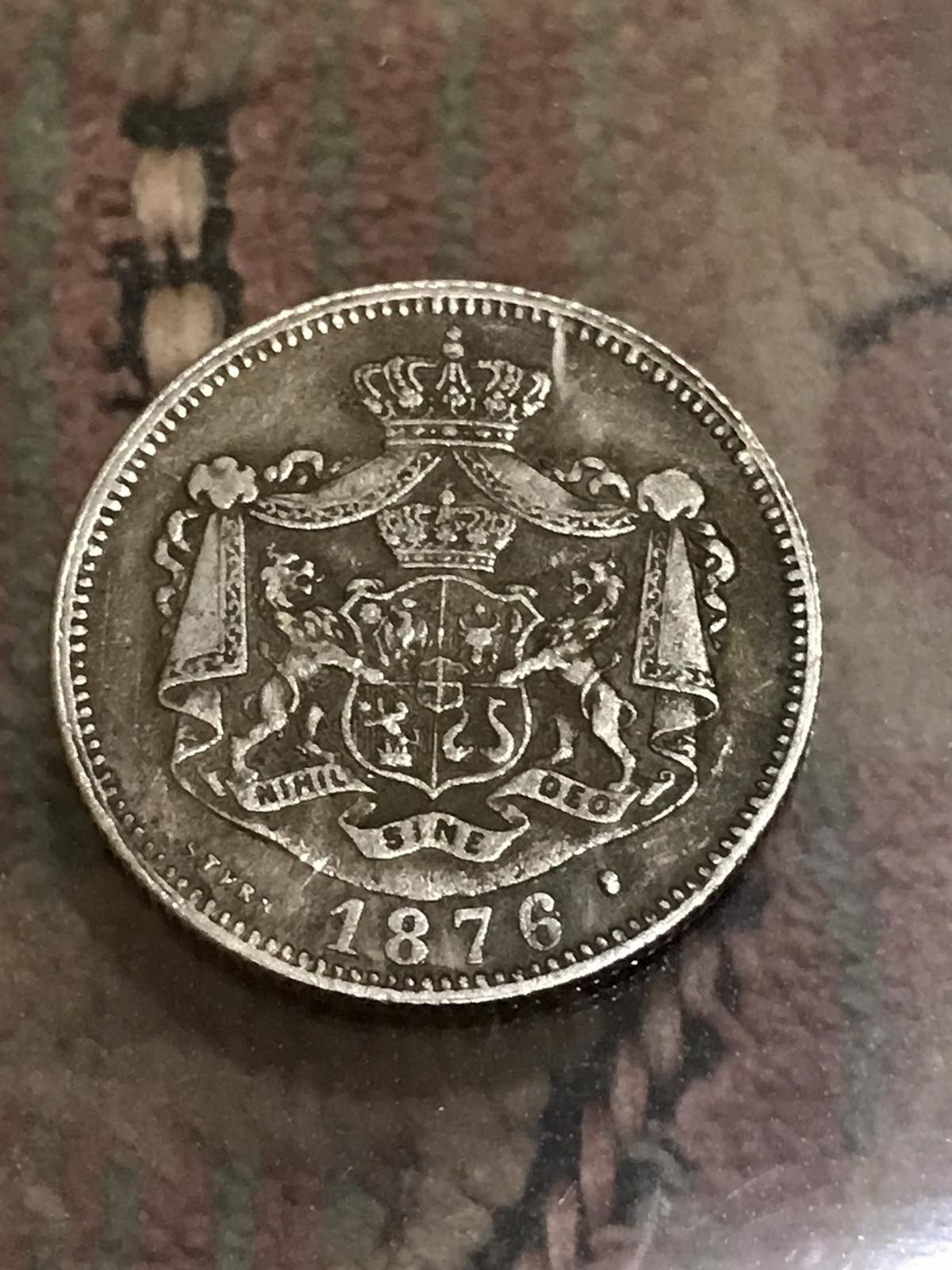 1 румынский лей 1876 год старая монета в хорошем состоянии 1LEU-1876