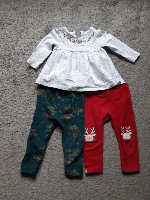 Legginsy świąteczne bluzka świąteczna Zestaw świąteczny 86 cm