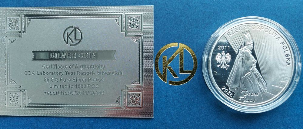 Stebrna moneta Jan Paweł II Beatyfikacja 2011r.