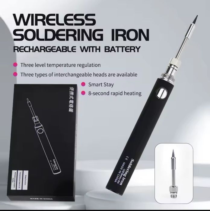 Паяльник беспроводной usb type-c 900mAh + аксессуары