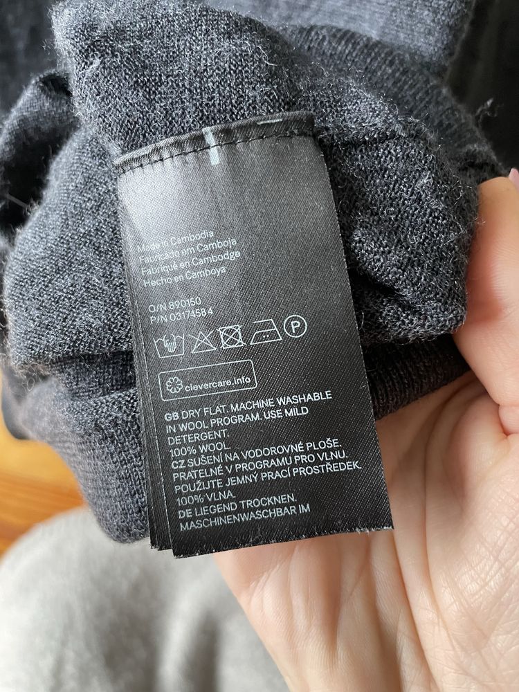 Sweter merino wełna h&m s