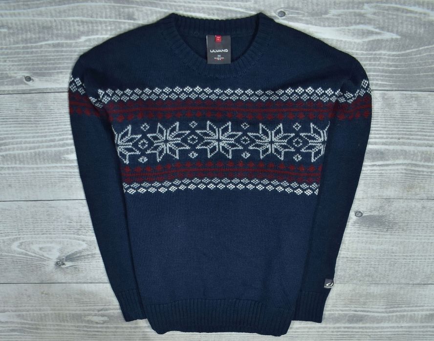 Ulvang Granatowy Wełniany Sweter Męski Crewneck Xl