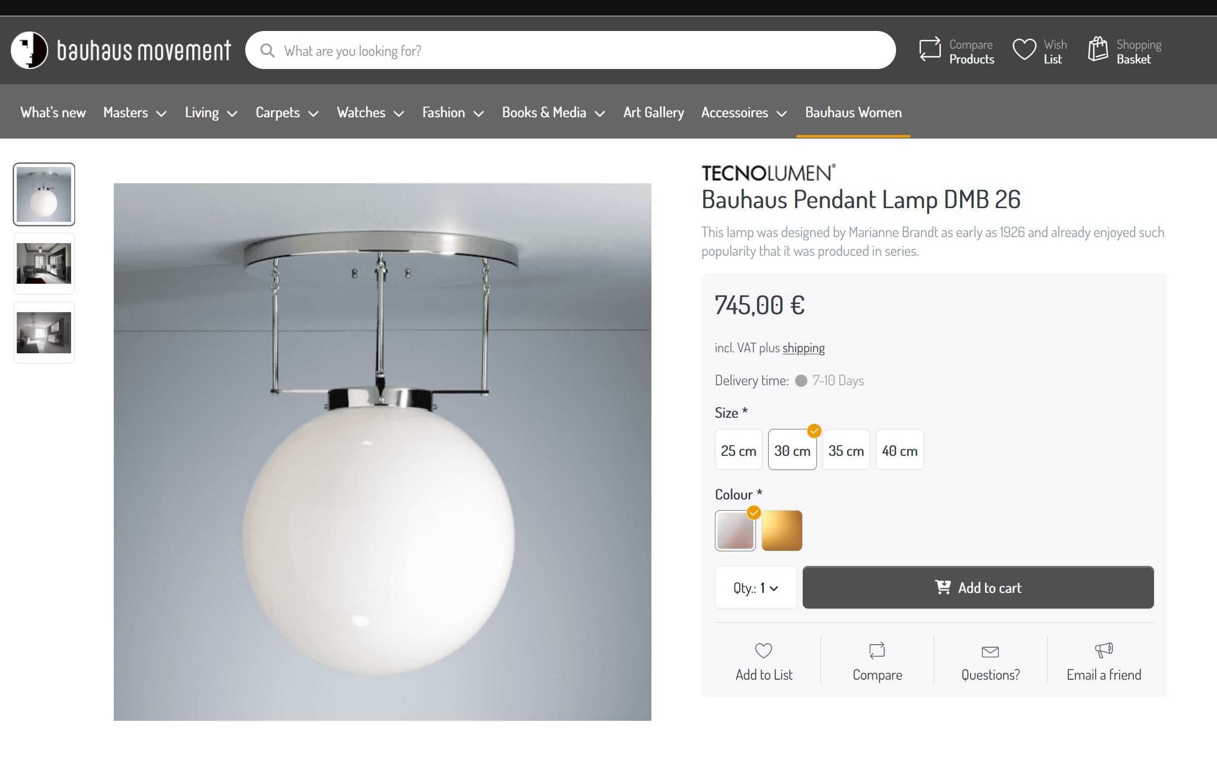 Lampa wisząca Tecnolumen Bauhaus Pendant Lamp DMB 26