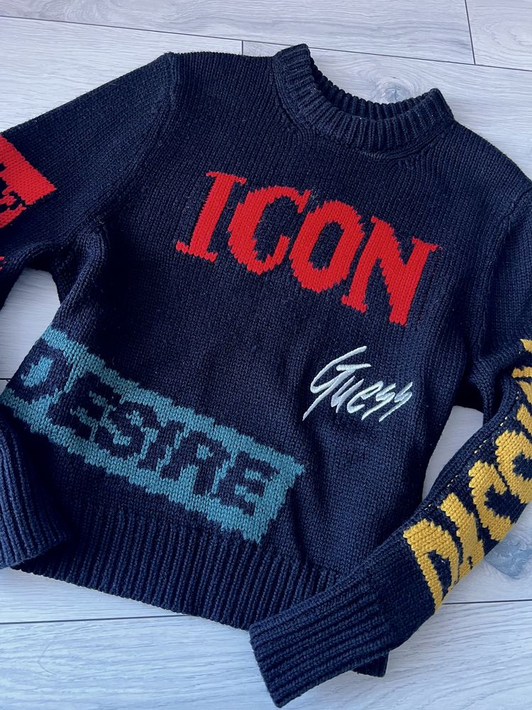 Sweter Guess czarny Icon desire Logo napisy r. S