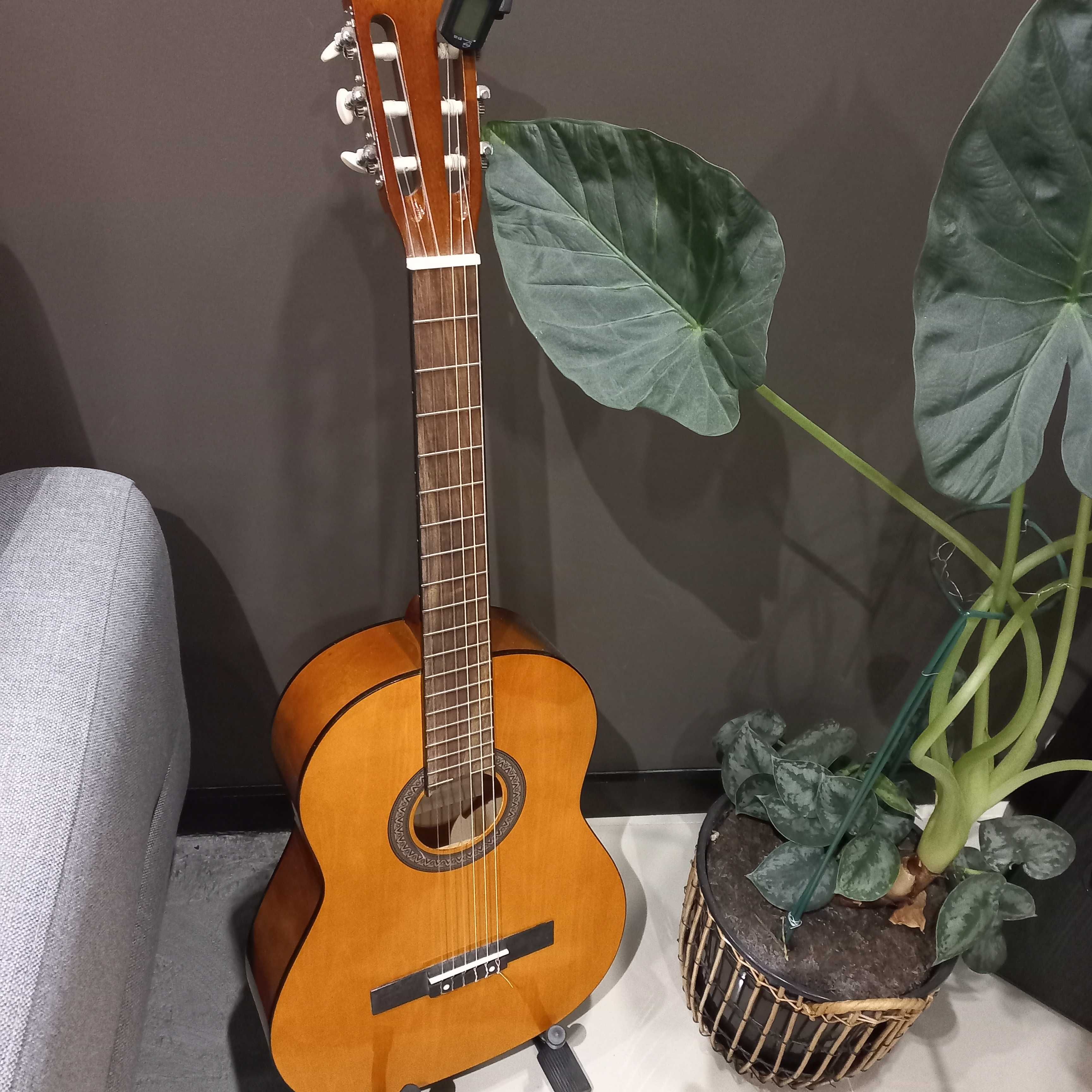 Gitara wraz ze stojakiem i stroikiem