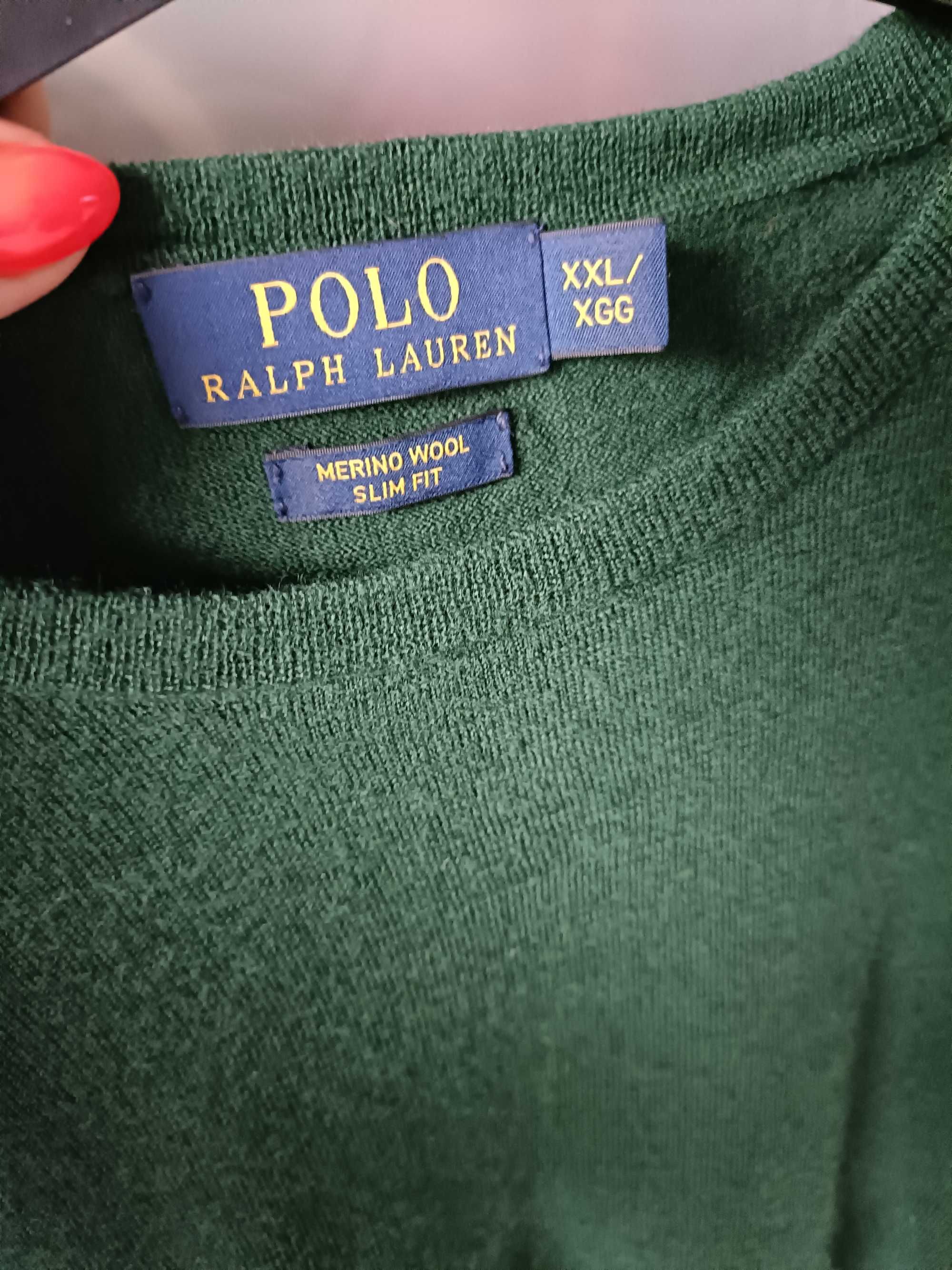 Ralph Lauren sweter XXL Merino wełna slim fit