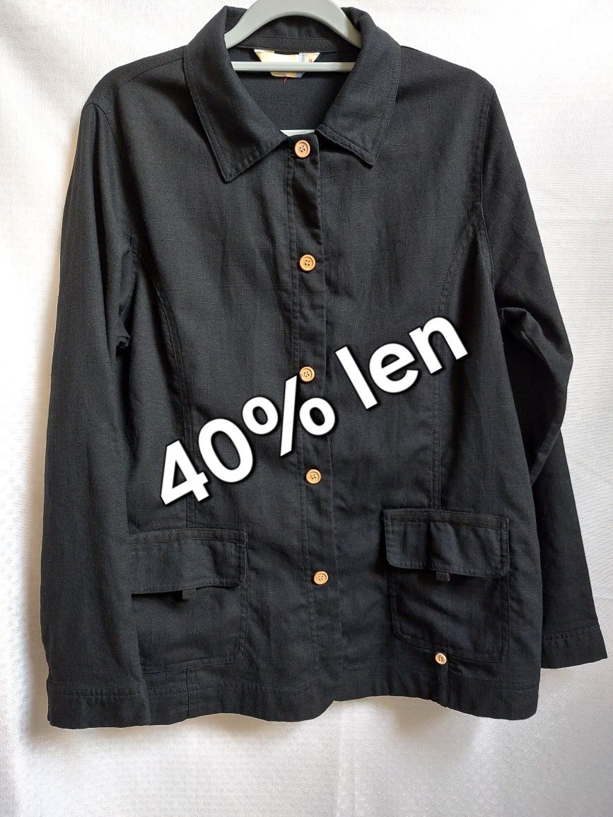 Kurtka bluza narzutka marynarka 40% len, roz. 14