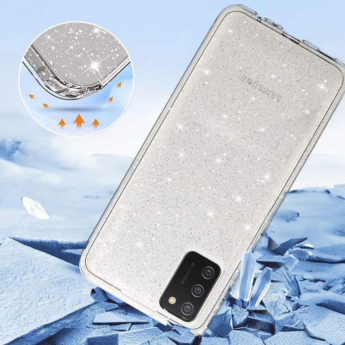 Crystal Glitter Case do Samsung Galaxy A02S Srebrny