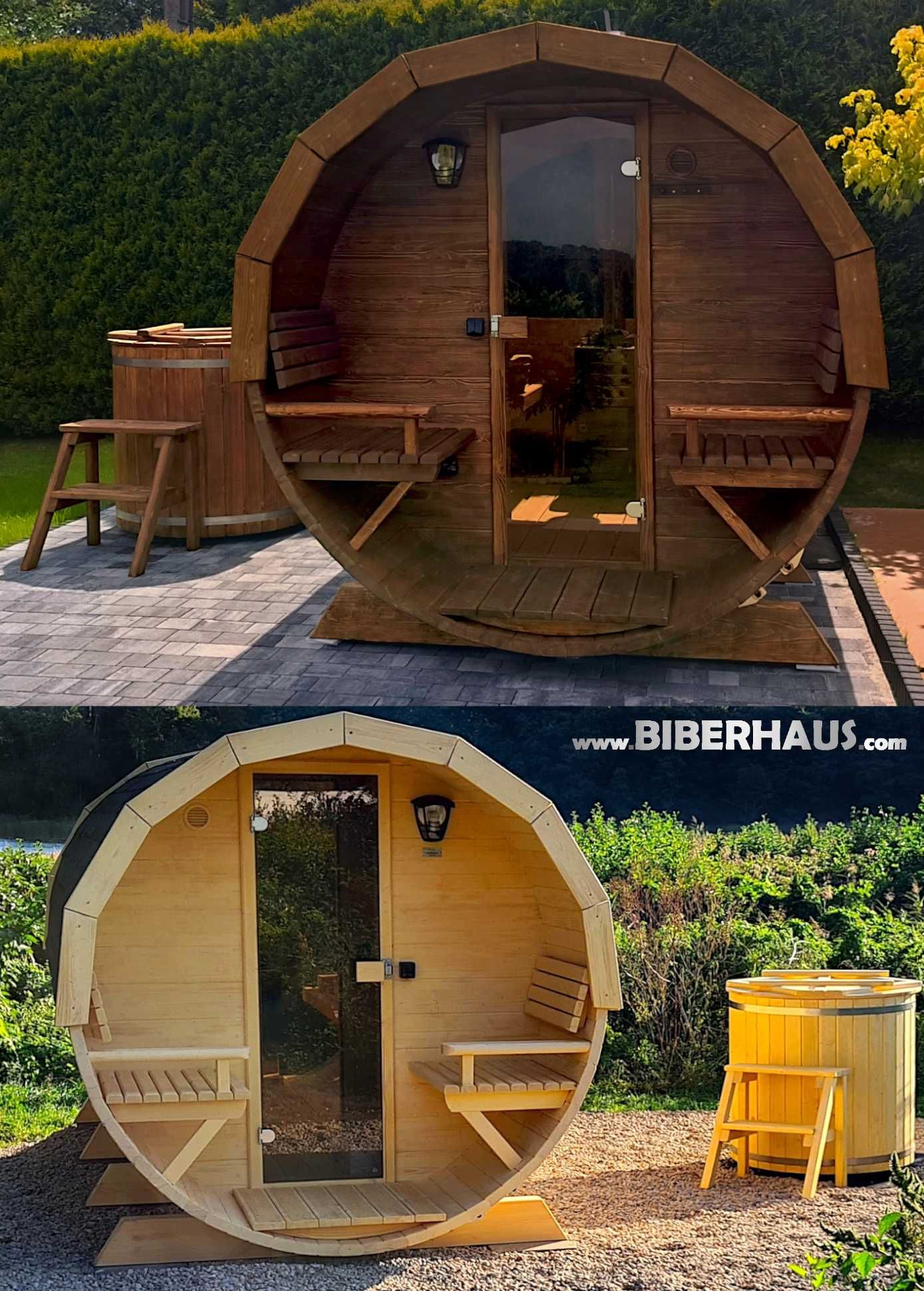 SAUNA Ogrodowa 400 cm + PRZEDSIONEK zew +GRATIS Beczka 500L +Akcesoria