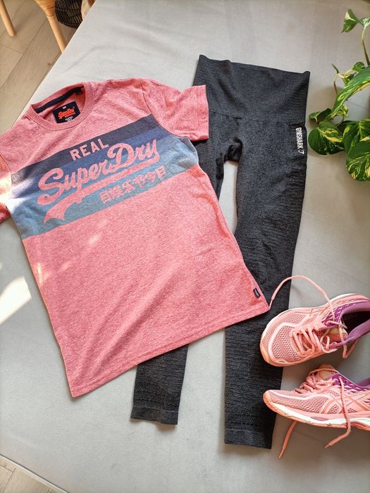 Szare legginsy GymShark S M długie sportowe fitness ażurowe nogawki

S