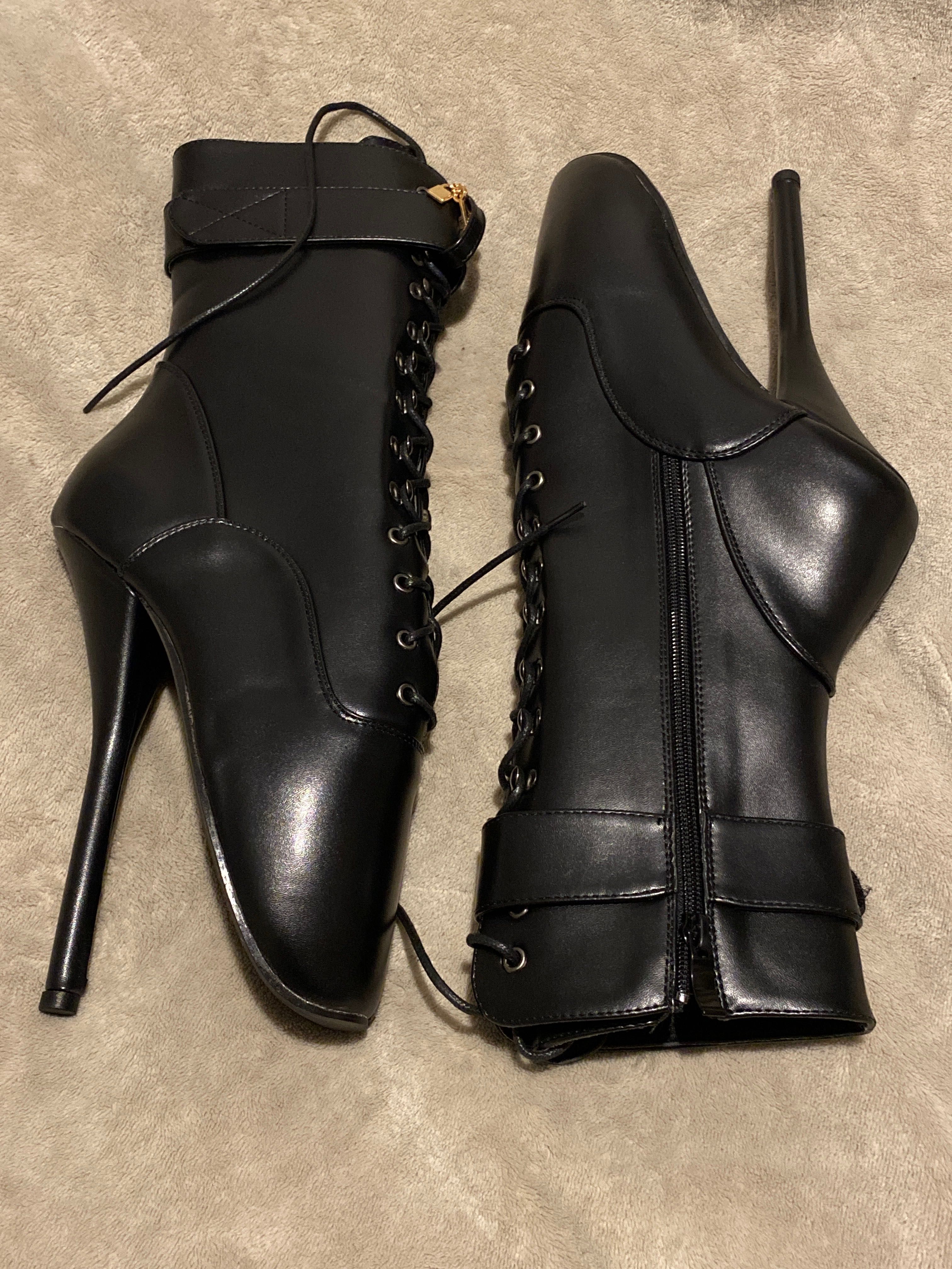 Skórzane eko wysokie szpilki 20 cm pole dance boots nie latex