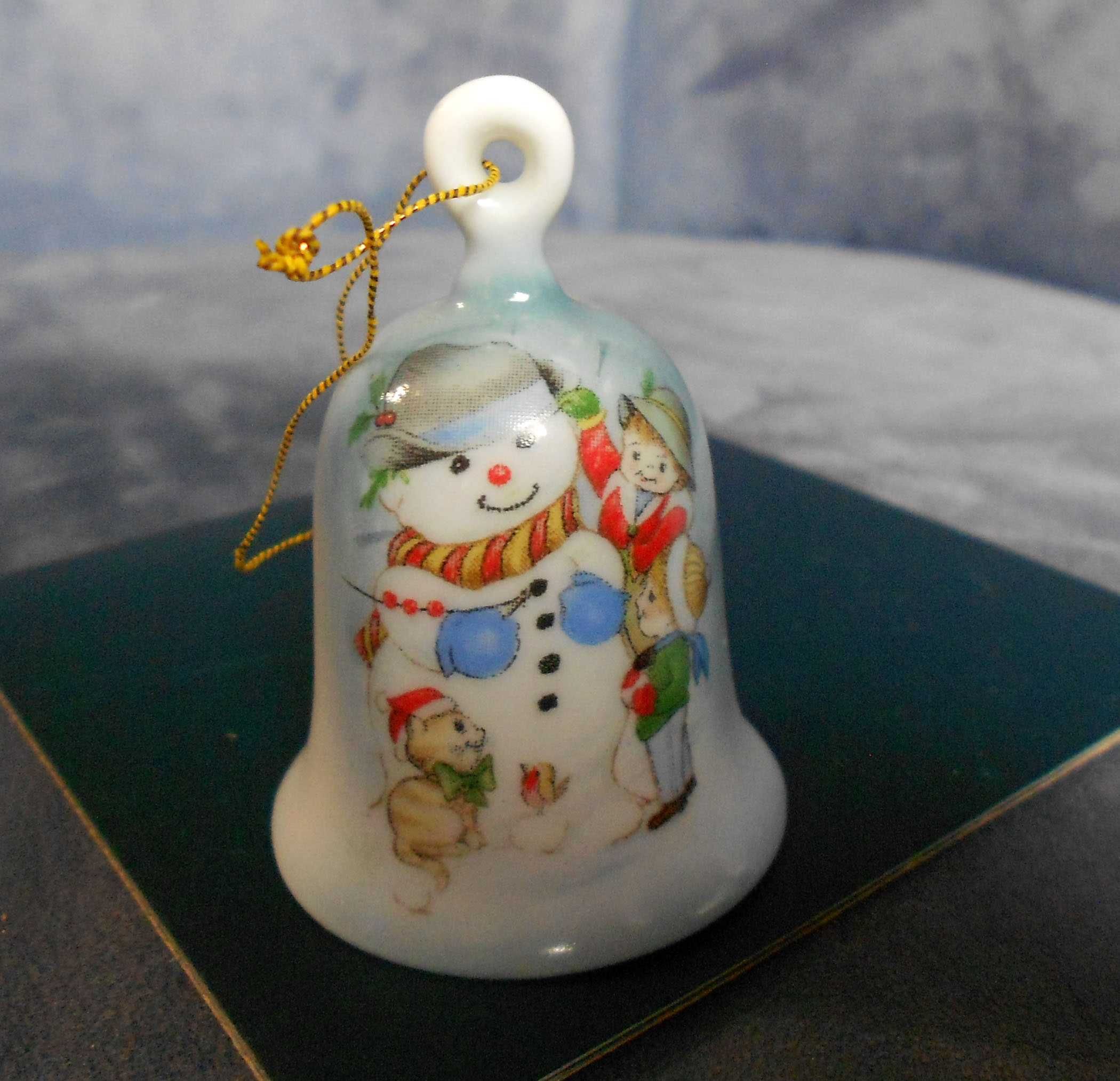 Bombka porcelanowa ręcznie malowany dzwonek Gerold- Tettau Bałwanek