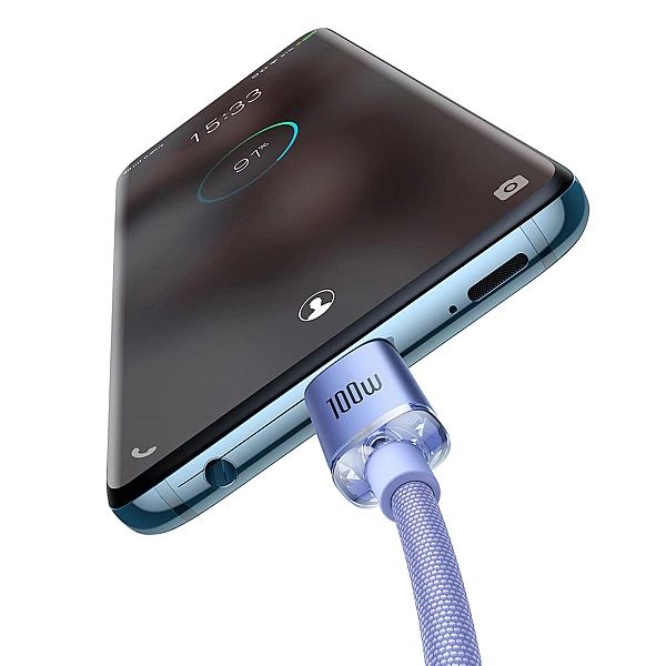 Kabel Baseus CAJY USB-C - USB-C PD QC 100W 5A 480Mb/s 2m - fioletowy