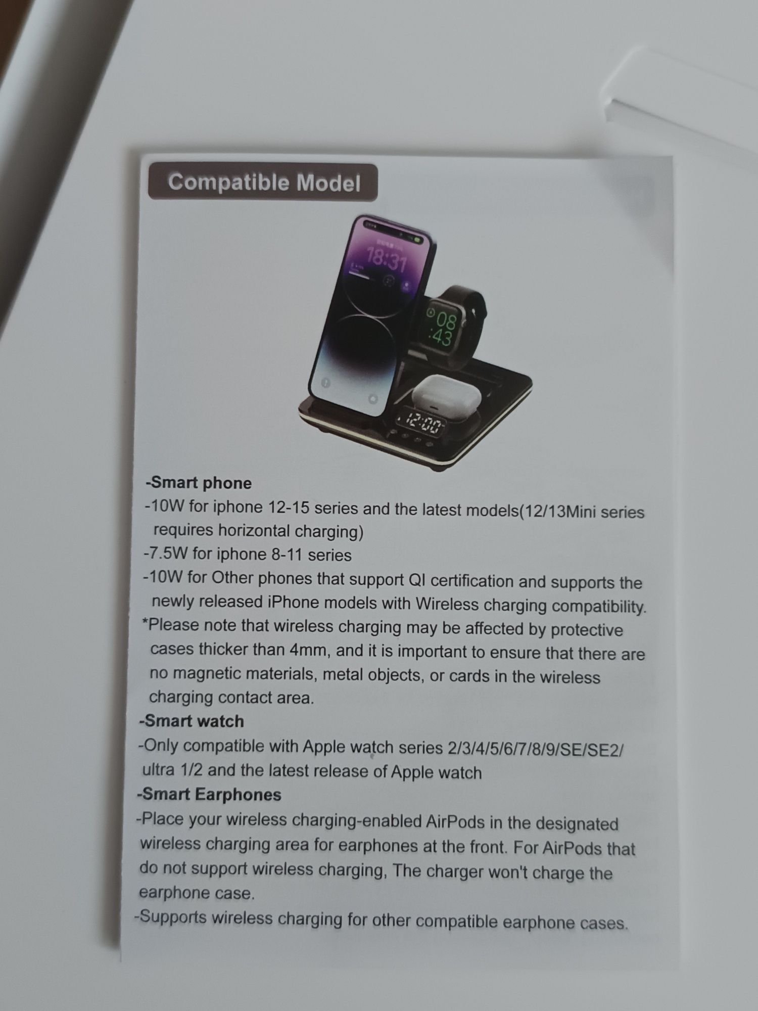 Stacja ładująca A93 5 w 1 Apple Indukcyjna Ładowarka 25W