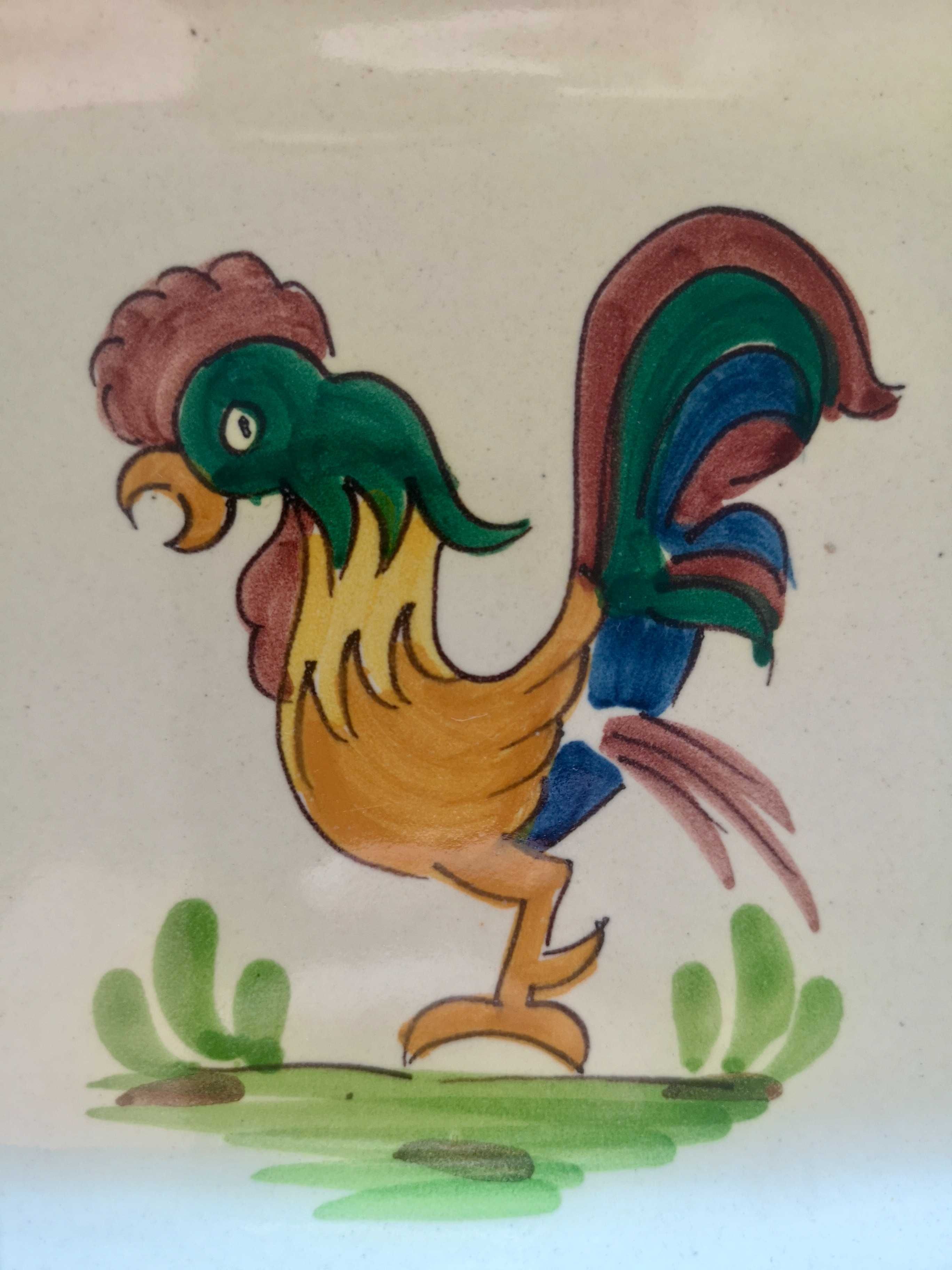 Travessa antiga de cerâmica, pintada à mão – Viúva Lamego Galo