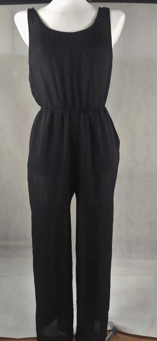 H&M Elegancki czarny dopasowany Kombinezon XS S ozdobne plecy impreza