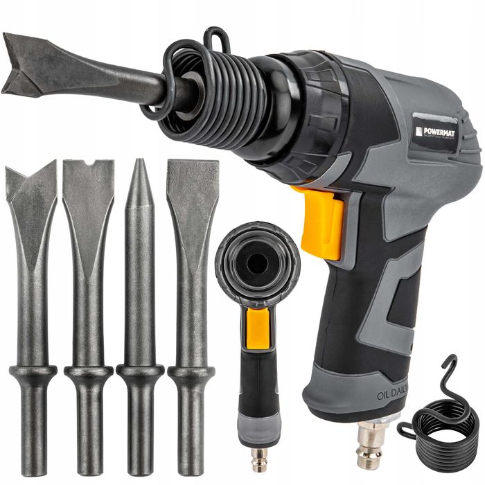 Młotek pneumatyczny udarowy pistolet blacharski + 4 dłuta przecinaki