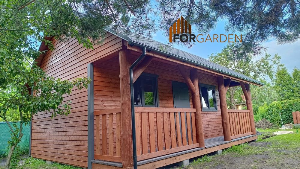 dom drewniany, letniskowy, opcjonalnie całoroczny