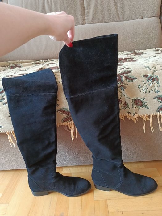 Чоботи-ботфорти весняні натуральна замша