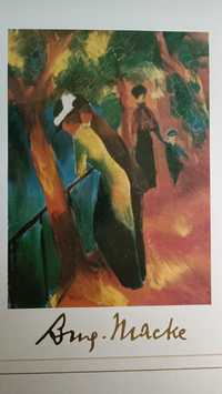 Quadro com Litografia de August Macke Assinatura Dourada