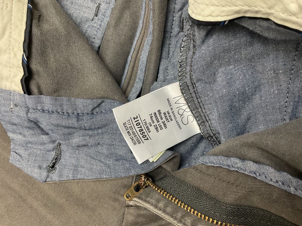 M&S spodnie męskie chino L W34 regulacja w pasie chinosy 170 L29