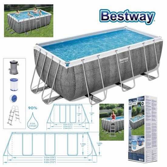 Bestway Piscina Retangular com 412x201x122, Bomba, Escada e Filtro