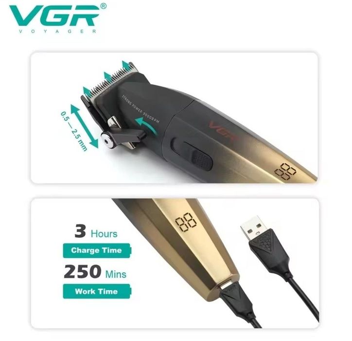 Машинка для стрижки VGR Professional Turbo Black&Gold (V-003-GO)