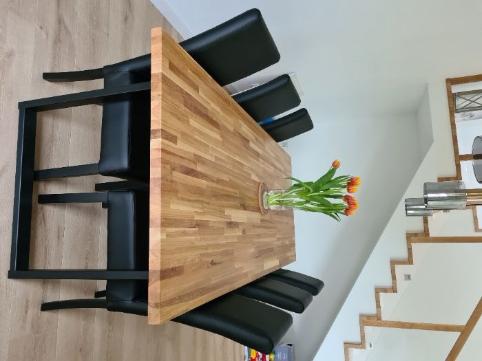 Stół drewniany dębowy 120x80x3 loft metalowe salon dąb