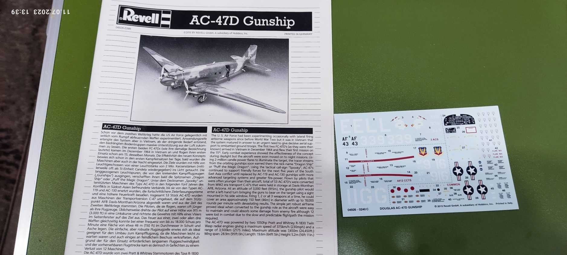 Model  AC-47 D Gunship 1:48 Revell