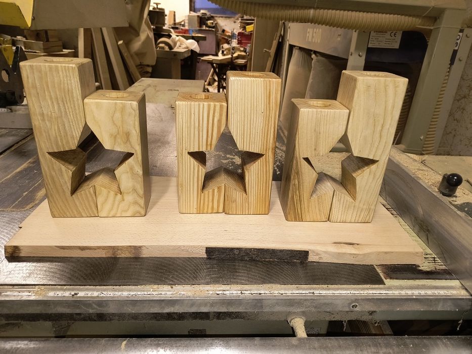Drewniane świeczniki – choinka lub gwiazda