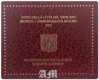 VATICANO - 2€ Moeda comemorativa 700 Anos da Morte de Dante  2021
