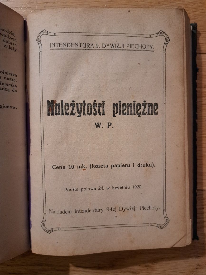 Należytości pienięźne Wojska Polskiego 1920r.