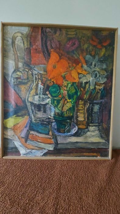 Aleksander Turek – Martwa natura z kwiatami, olej na płótnie, 64×54 cm
