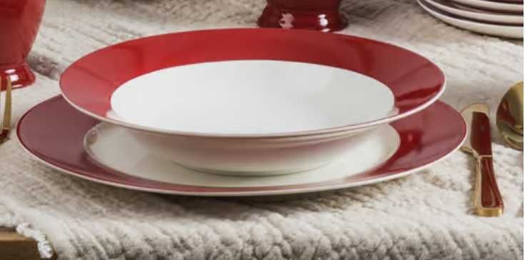 Święta :) Zestaw TALERZ głęboki płytki AMBITION AURA RED czerwony