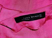 ZARA bluzka fuksja XS S M hiszpanski styl rękaw z falbanką