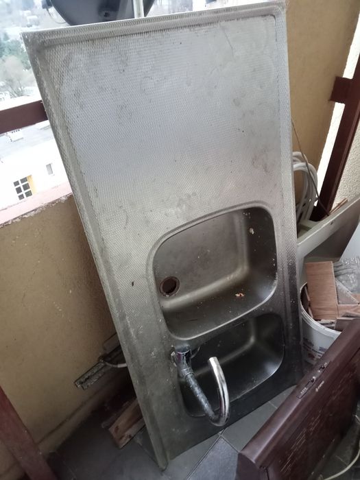 Zlew metalowy dwukomorowy używany