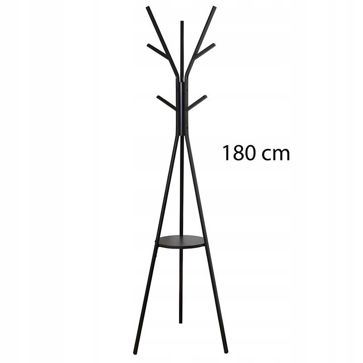 Wieszak Na Ubrania Stojący Podłogowy Metalowy Czarny Loft 180 Cm