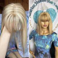 Натуральная накладка имитация кожи славянские волосы блонд мелирование