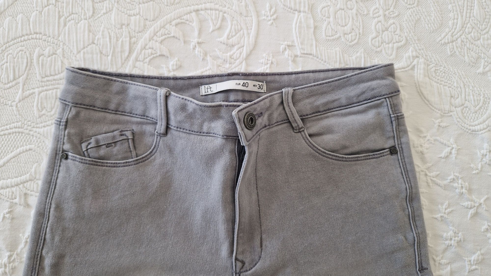 Calças ganga skinny Lefties cinza tamanho 40