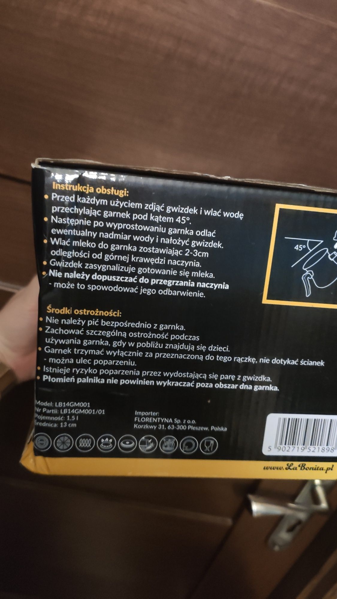 Garnek do gotowania mleka sosów La Bonita 1,5L