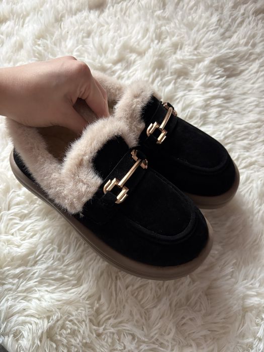 Жіночі чорні зимові лофери,жіноче зимове взуття 37,38,39