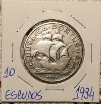 Portugal - moeda em prata de 10 escudos de 1934