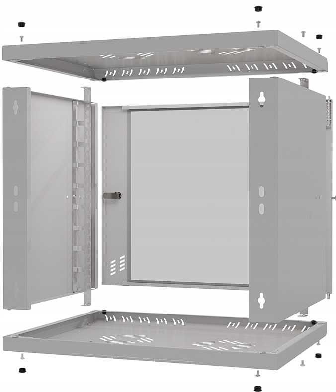 Szafa Serwerowa Wisząca RACK 19" 9U 400mm Szklane Drzwi Szara Stalflex